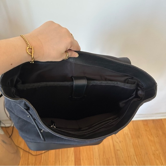 Still Nordic Jalen Large Canvas/Leather Backpack Laptop Bag in Black Unisex - Picture 12 of 15